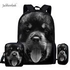 Jackherelook черный Ротвейлер щенок милая собака школьные ранцы для мальчиков и девочек Детские Лучшие подарки Детский рюкзак первоклассника Студенческая сумка