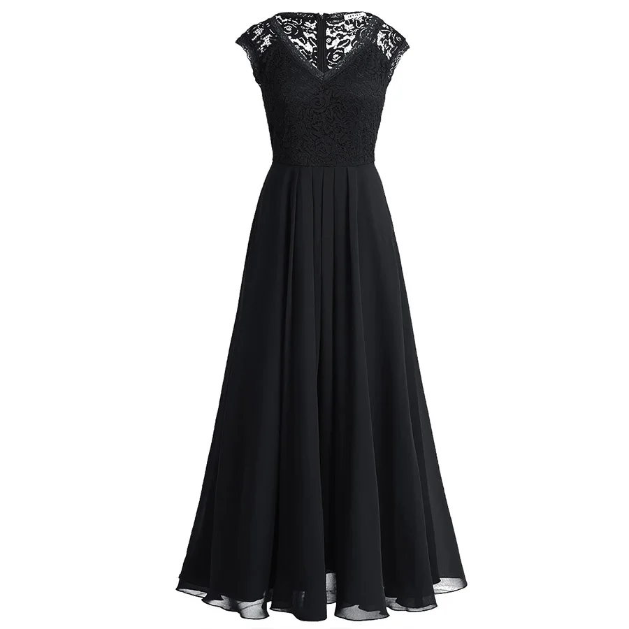 Новое платье Vestido de festa для женщин, женские цветочные кружевные тюлевые платья для свадьбы, длинные платья для выпускного вечера, Vestidos Madrinha De Casamento - Цвет: Black