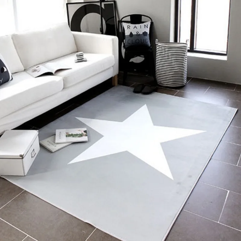 

150*200cm large area Rectangle Carpet Kids Gray Pentagram Print Rug baby living room Game tapete Children bedroom Crawl Carpets
