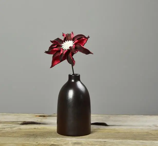 Modern Simple matt black ceramic art vase living room dining Desktop home Rose Ideal flower ornaments decoratiom | Дом и сад