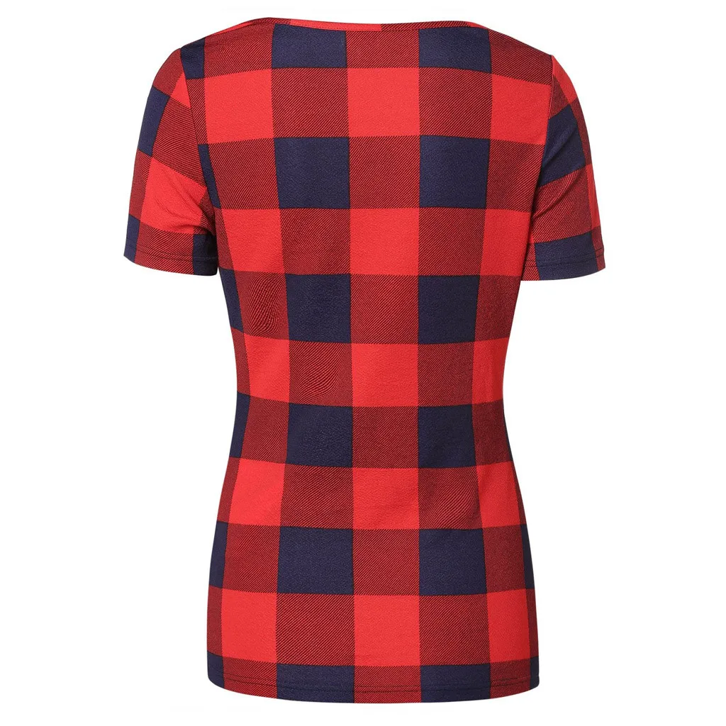 Женская футболка лето 2019 повседневная цветная блочная в клетку с бантом | одежда