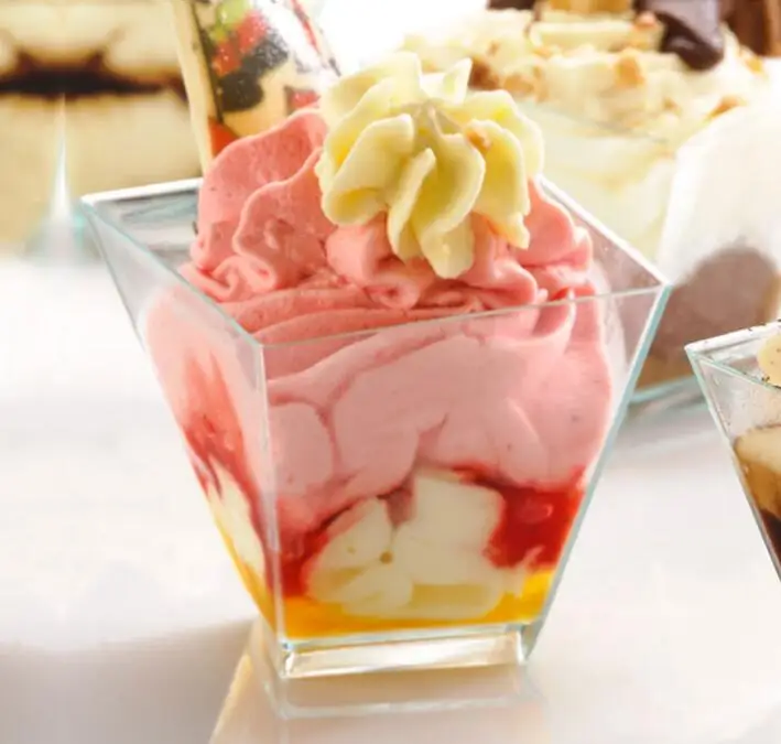 200 мл квадратная пластиковая прозрачная чашка для пудинга высококачественная