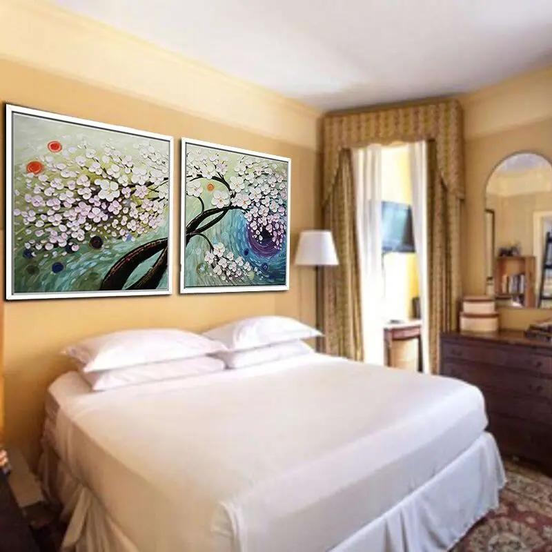 Недорогой большой холст искусство розовый цветок 2 панели абстрактная картина