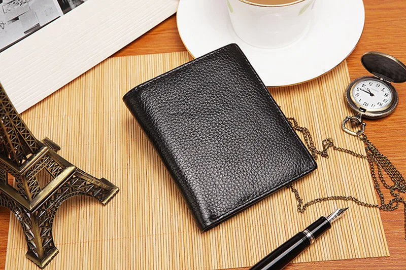 DIDE Coffee Black Purse For Men Genuine Leather Men's Wallets Small Thin Male Wallet Card Holder Cowskin Soft Mini Purses
