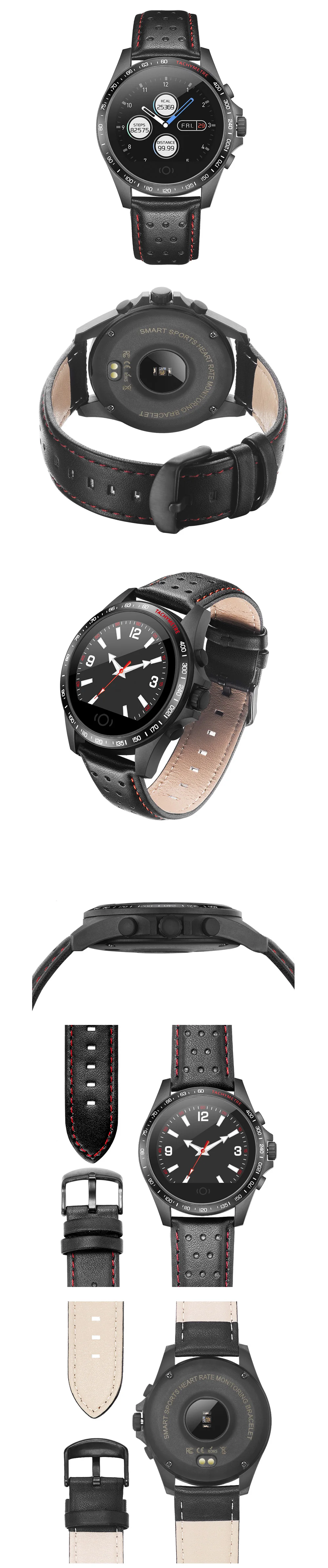 Спортивные Смарт-часы для мужчин для Android IOS Smartwatch мужской фитнес-трекер Электроника Смарт-часы ремешок из натуральной кожи