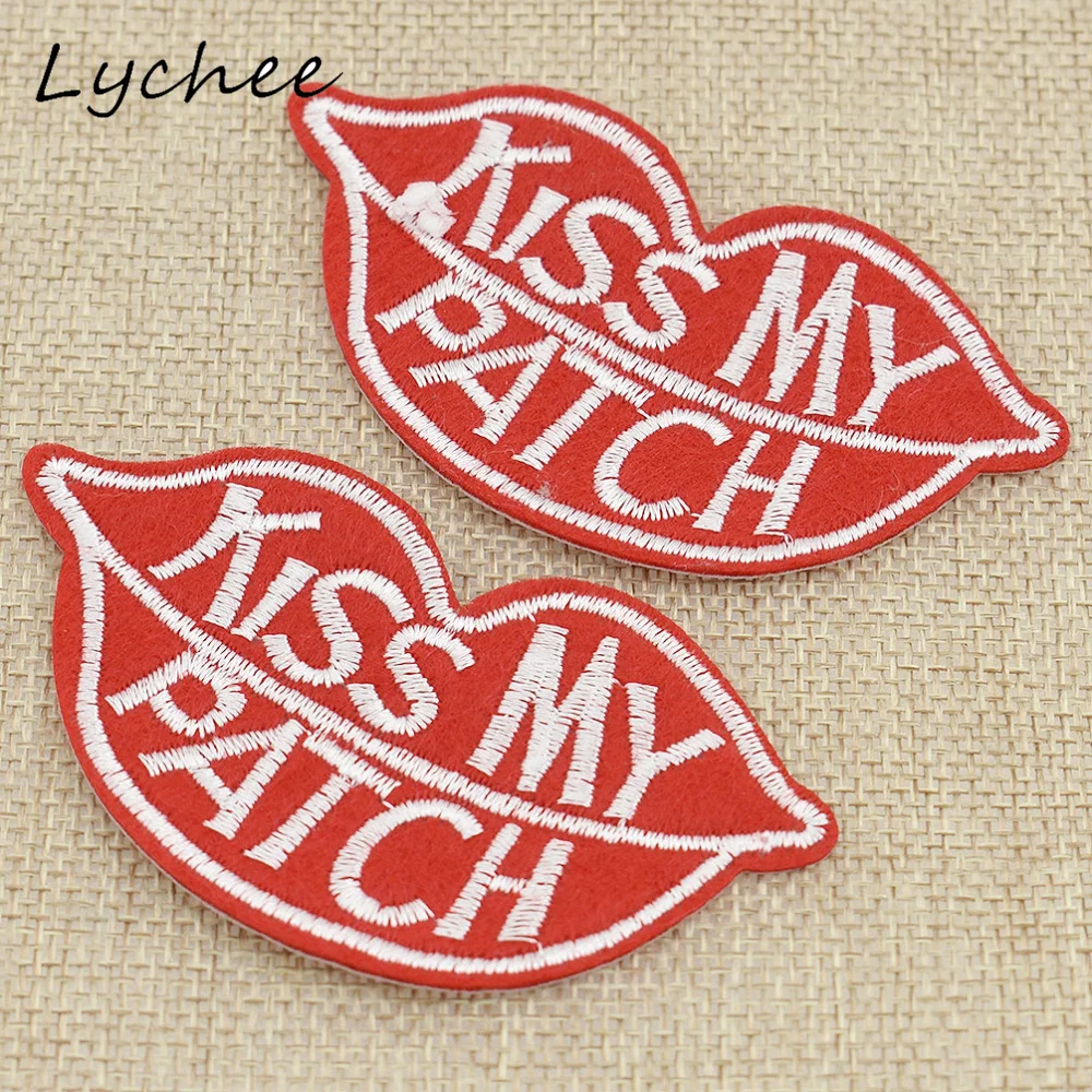 Lychee 2 шт мультфильм красные Стикеры-губы мой патч с клейкой вышивкой