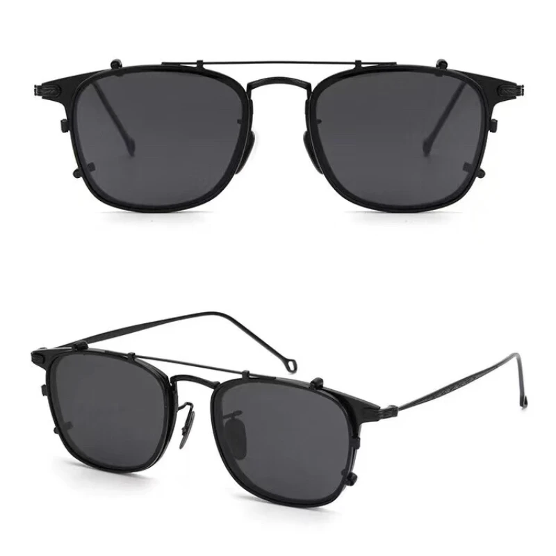 Винтажные Ретро Квадратные Солнцезащитные очки на клипсе солнцезащитные из