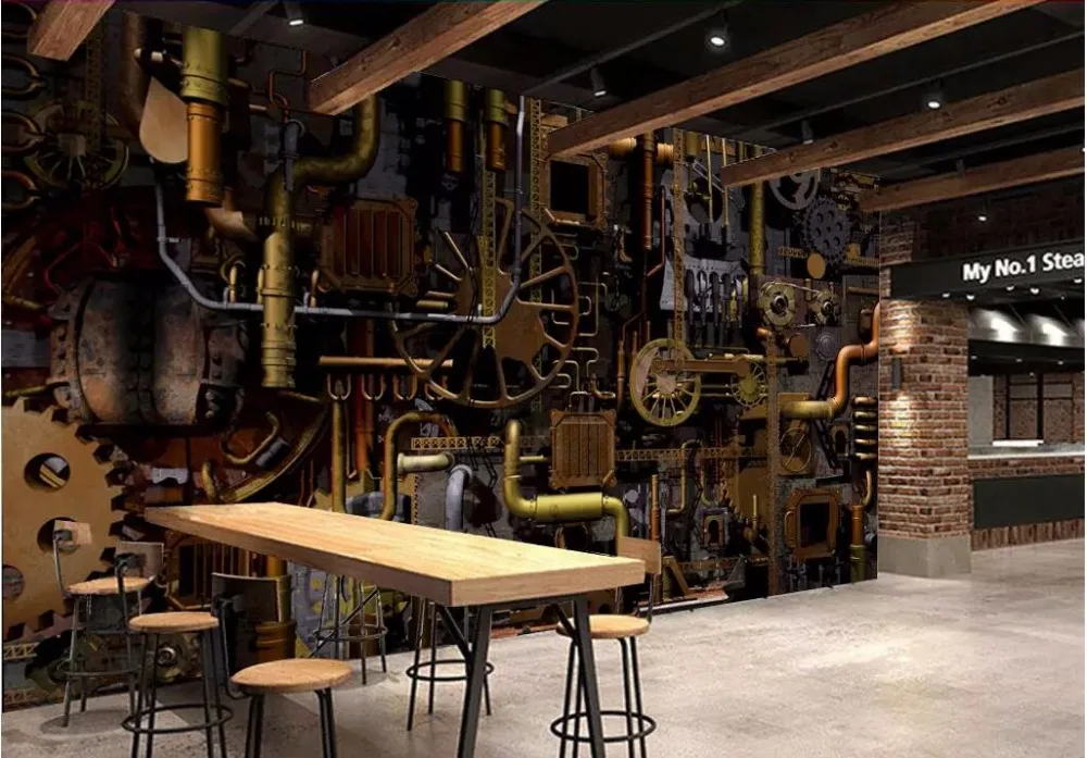 Custom photo 3d room wallpaper Engine engine gear industrial wind background Home decor wall murals for walls 3 d | Обустройство дома