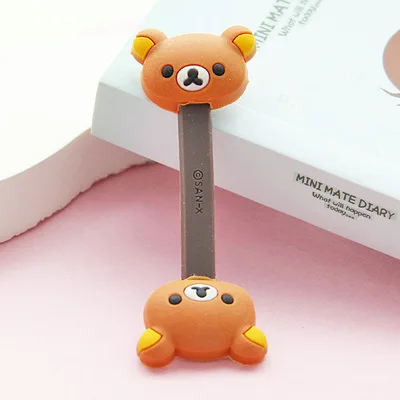 Brown bear 2 шт. мультфильм USB устройства для сматывания кабеля провода организатор наушников Держатель мышь шнур протектор кабель управление для samsung iPhone - Цвет: Brown bear