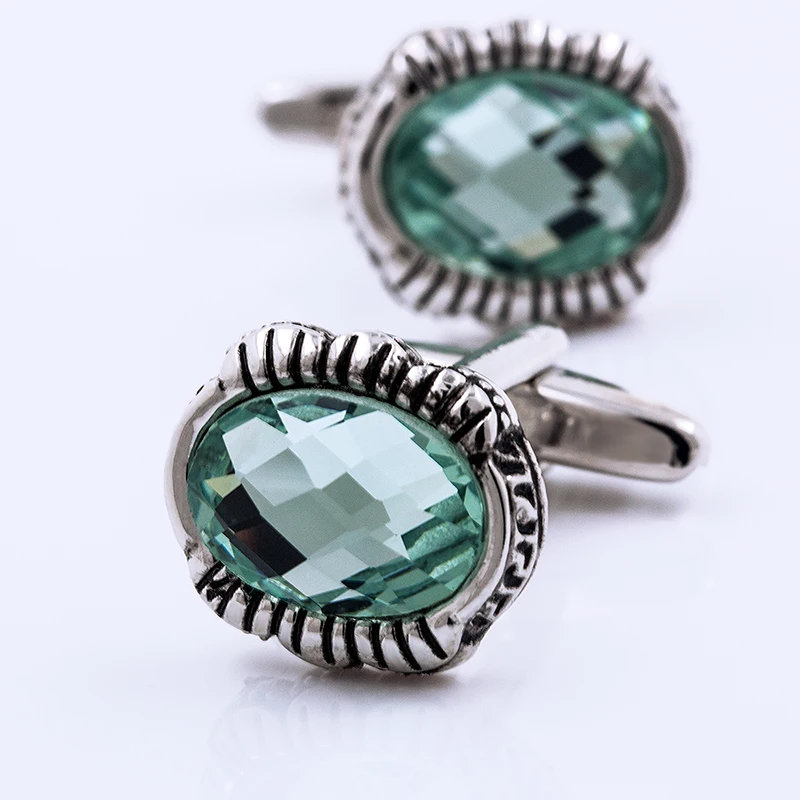 

KFLK jewelry for men's brand of high quality shirt cuff links green stone cufflinks fashion wedding gift button guests
