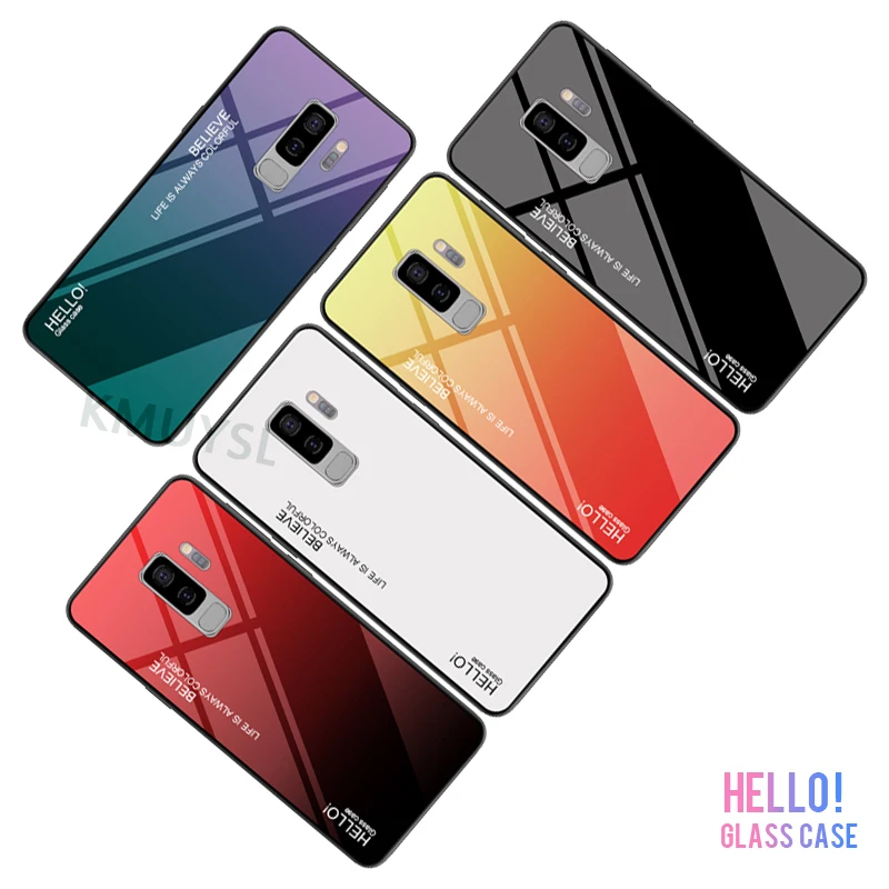 Чехол для телефона из закаленного стекла для Samsung Galaxy S8 S9 плюс J3 J5 J7 A7 A6 A8 J4 J6 плюс J8 Note 8 9 градиентная расцветка; Высота крышка