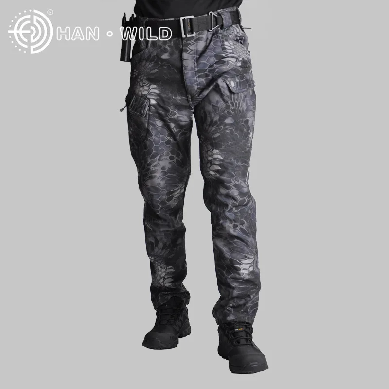 black python Tactical Pant Cargo Pants Men Military Army Airsoft Clothes Hunter Field Work Combat Trouser Breathable Multi Pockets Camouflage - Color: black python