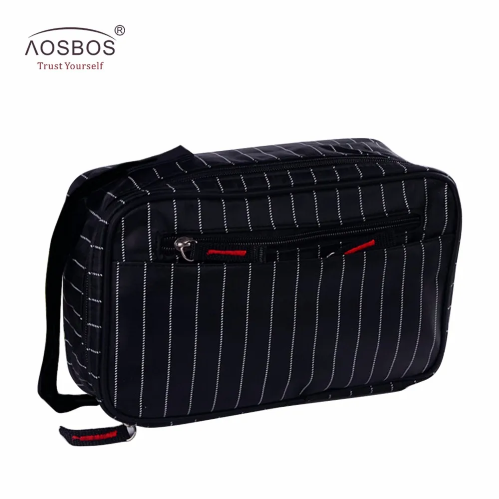 Aosbos New Men Multifunction Striped Waterproof Toiletry Bag Portable Travel Cosmetic Organizer Bag Men Zipper Wash Bag For Male