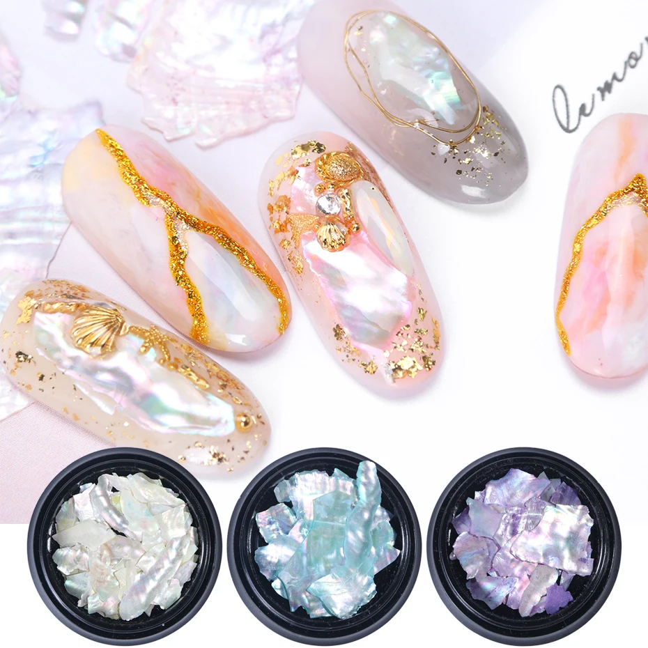 12 шт. 3D разноцветные Блестки для ногтей корпус Abalone мраморный неровный дизайна