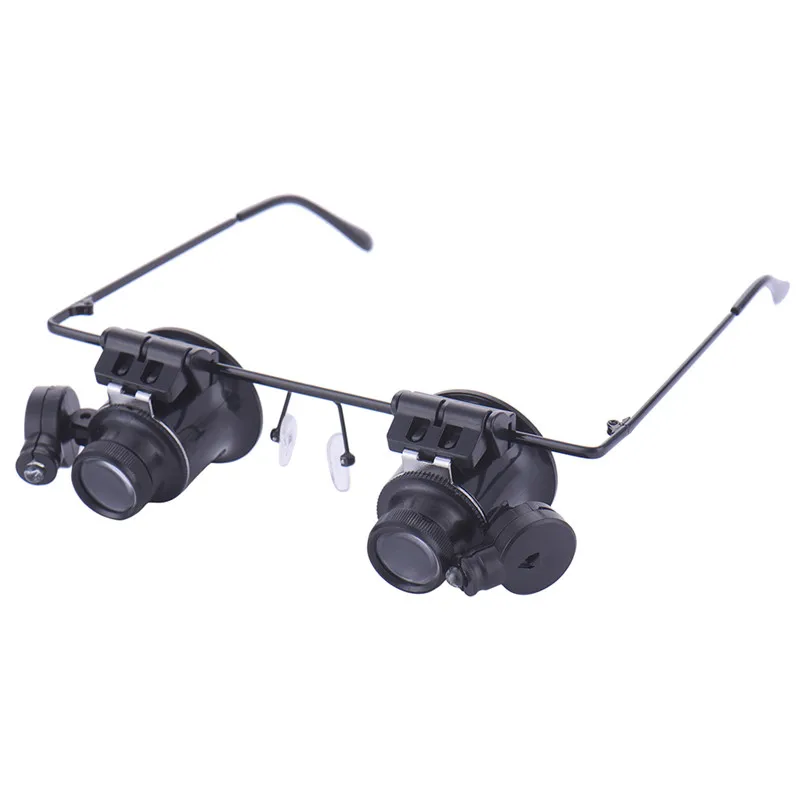 20X светодиодное Ремонтное Ювелирное стекло с двойным глазом Мини Лупа линза