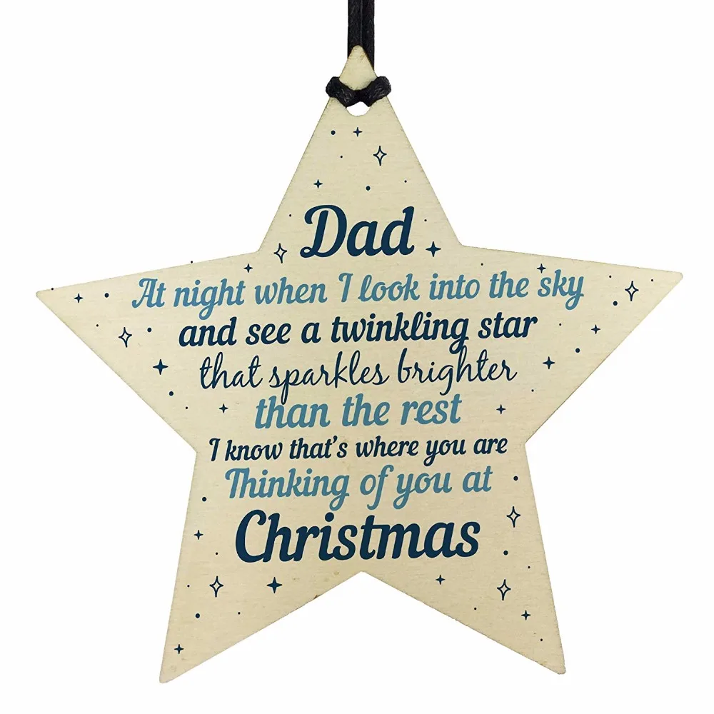 Meijiafei деревянная новогодняя елка со звездой, украшение Dad Memorial Bauble Keepsake " x 4"