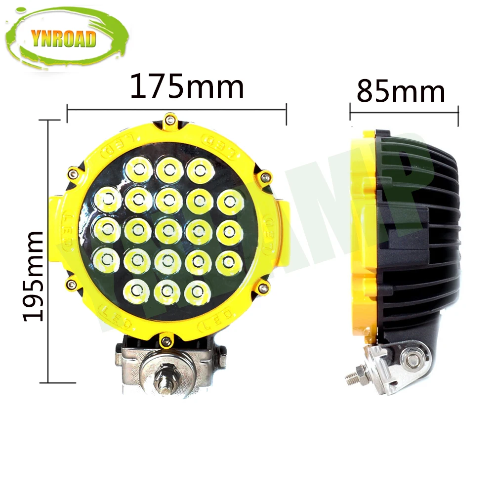 YNROAD 63 Вт 7 дюймовый светодиодный рабочий светильник дальнего света внедорожный