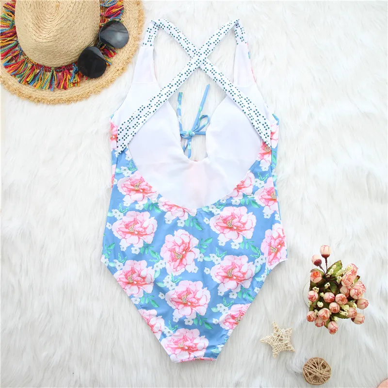 Bikinx Глубокий v бикини с цветочным принтом 2019 mujer Купальники пуш ап высоким вырезом