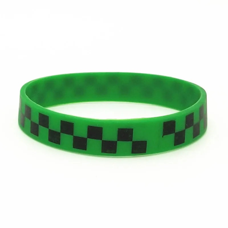 Green Black 1 шт. Печатный Клетчатый плед силиконовый браслет в стиле панк хип-хоп группа браслеты и браслеты идеально подходит для любителей музыки подарок для влюбленных SH302 - Окраска металла: Green Black