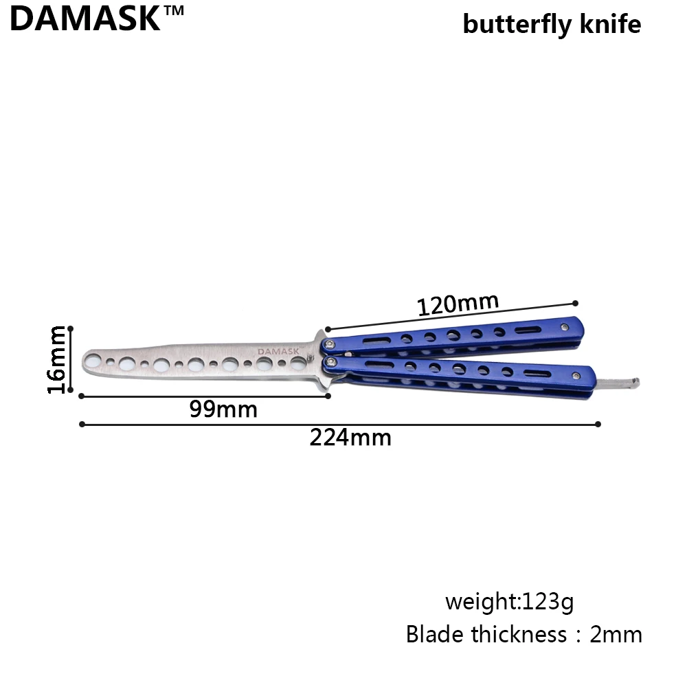 DAMASK Butterfly Knife Non Sharpen Dull Blade Training CS GO Counter Strike Folding Comb Balisong Trainer Tool | Инструменты