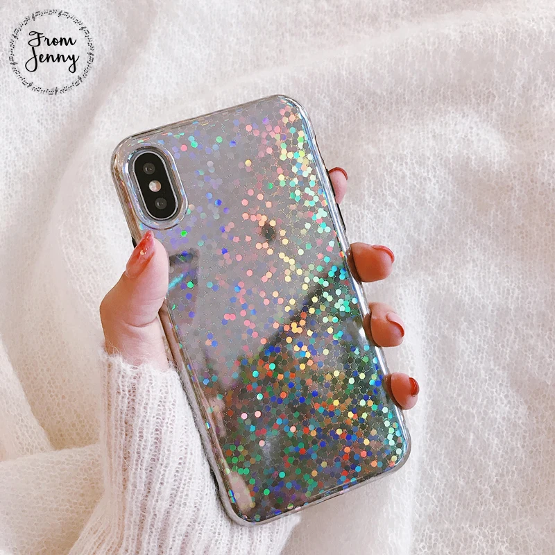 From Jenny Hot Fashion Laser Mobile Phone Case For iPhone X 6 6s 7 8 Plus 8plus 4.7inch 5.5+ Soft TPU Back Cover Shell Fundas |