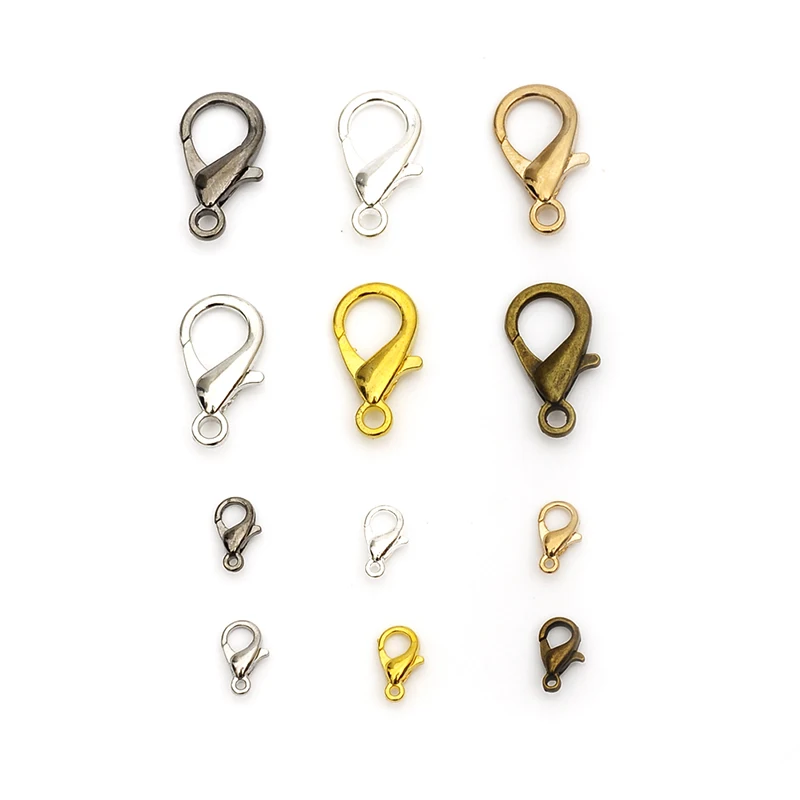 

100pcs/lot 10mm gold silver bronze color Alloy Lobster clasp Hooks for necklace bracelet chain DIY jewelry findings&components