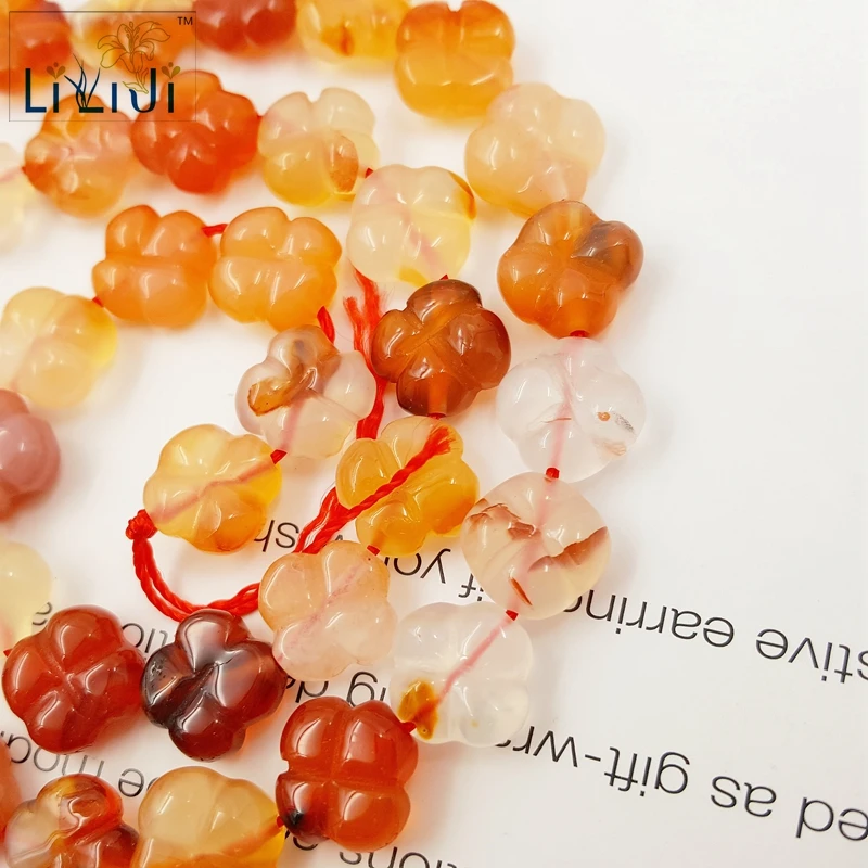 Lii Ji натуральный камень красный агат Вырезать 10 мм Цветок Lucky clover Форма Бусины DIY ювелирных изделий браслет цепочки и ожерелья около 39 см