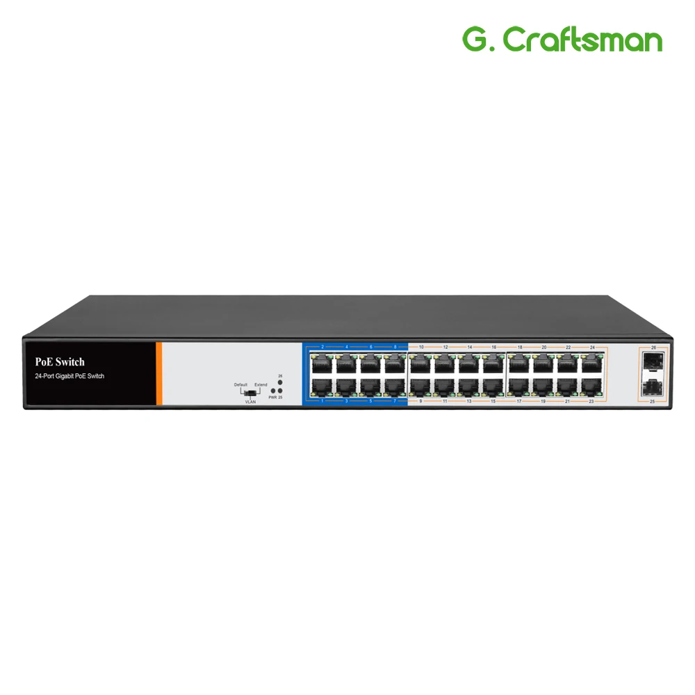 G. Мастер полный Gigabit 24 Порты и разъёмы коммутатор питания через ethernet Поддержка