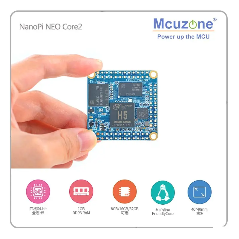NanoPi NEO Core2 512MB DDR3 RAM Allwinner H5 четырехъядерный 64 разрядный процессор Cortex A53 8GB eMMC u boot