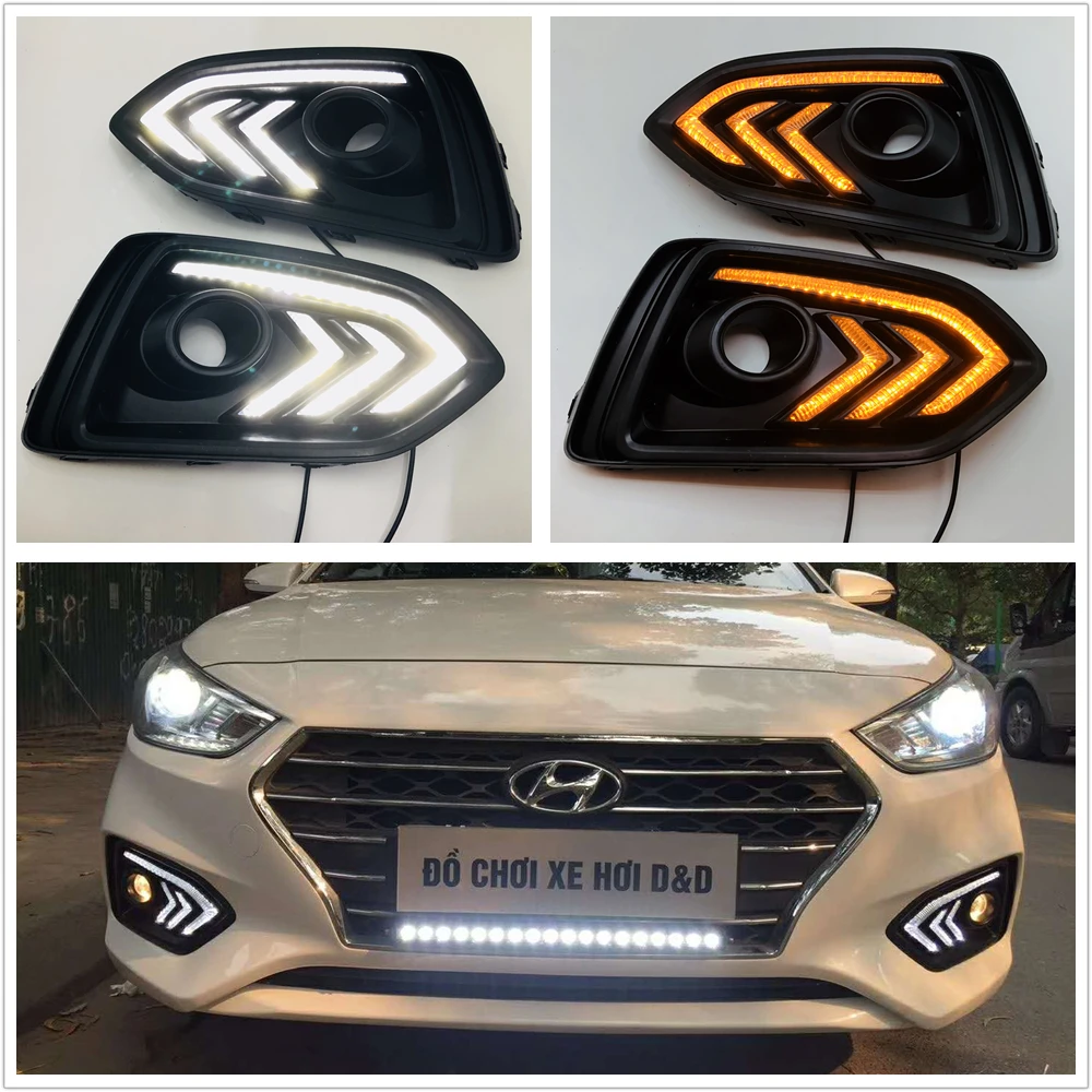 

Turn Yellow Signal Relay 12V Car DRL Lamp LED Daytime Running Light For Hyundai Solaris Accent 2017 2018 2019 2020