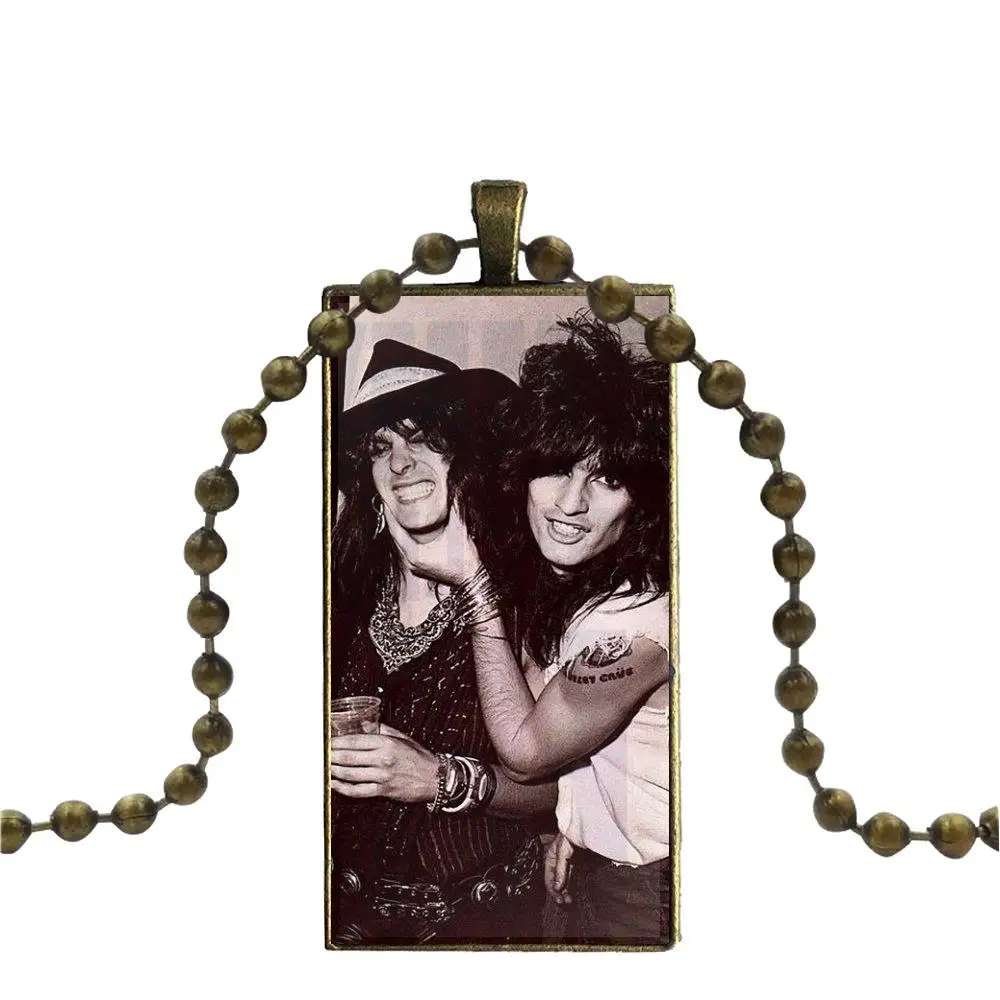 as picture EJ глазури для Для мужчин Для женщин с надписью Mötley Crüe Никки Сикс Стекло кулон Подвеска с изображением галактики Цепочки и ожерелья Для женщин бронза колье с покрытием ювелирные изделия - Окраска металла: as picture