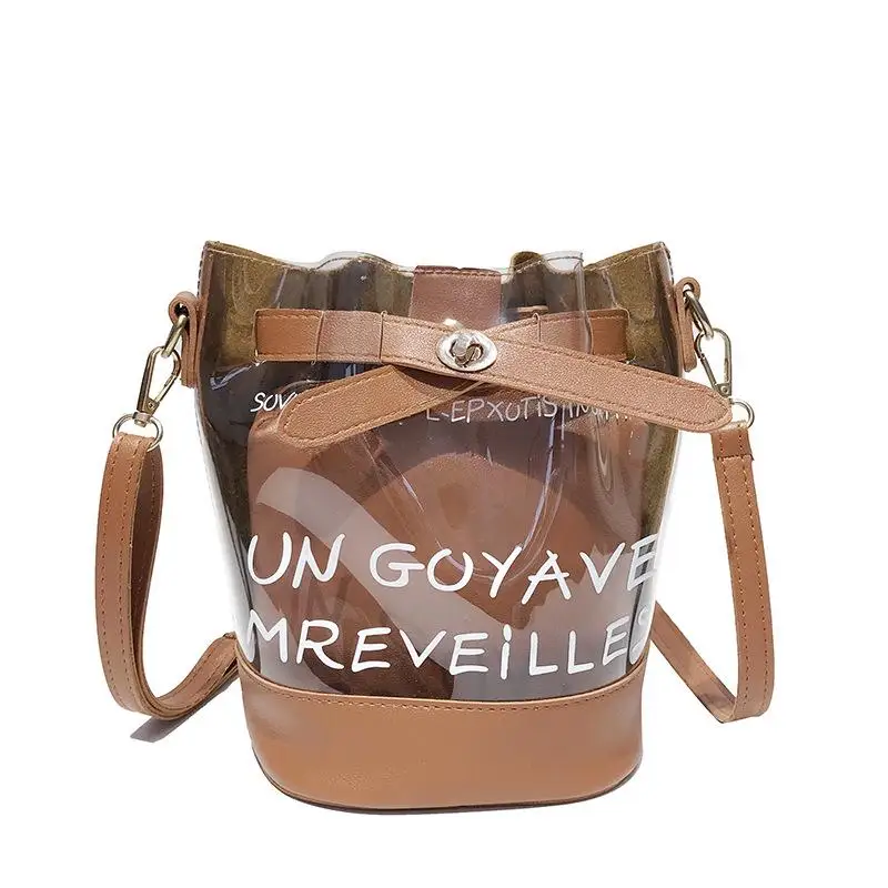 Женская сумка, прозрачная сумка bolsas, прозрачная сумка, ПВХ сумка, высокое качество, сумка-мессенджер, для мамы и ребенка, посылка bolso mujer - Цвет: Brown