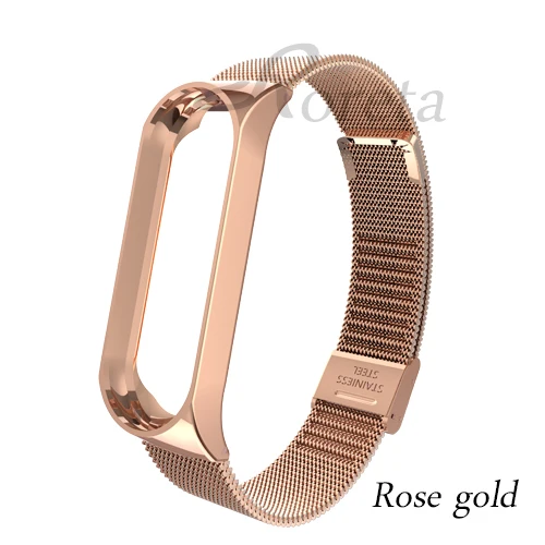 rosegold Roreta mi Band 3 4 ремешок на запястье металлический браслет из нержавеющей стали для Xiaomi mi Band 4 3 браслет mi band 4 3 браслет ремешок - Цвет: rosegold