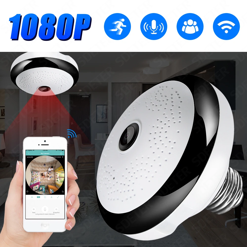 Беспроводная камера видеонаблюдения SDETER 1080P Wi Fi IP лампа панорамная наблюдения