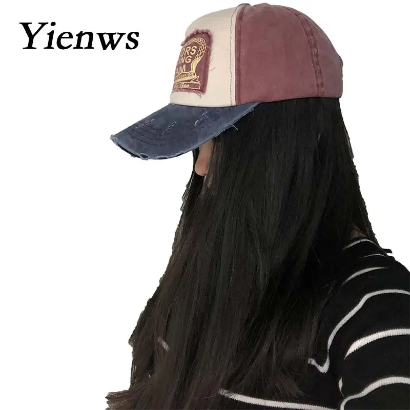 Yienws, винтажные джинсы с изогнутыми полями, кепка для грузовика, для мужчин, Bones Masculino, бейсболка, мужская, регулируемая, для папы, шапки, Casquette Homme YIC070