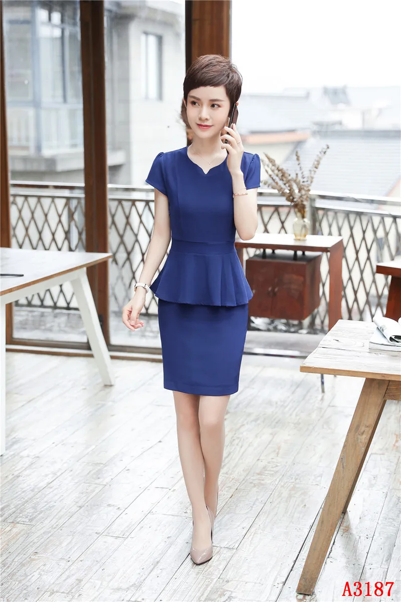 Женский деловой костюм из двух предметов с юбкой и топом летний черный пиджак