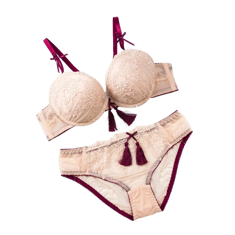 Сексуальный комплект нижнего белья пуш ап из хлопка с кружевами женское нижнее