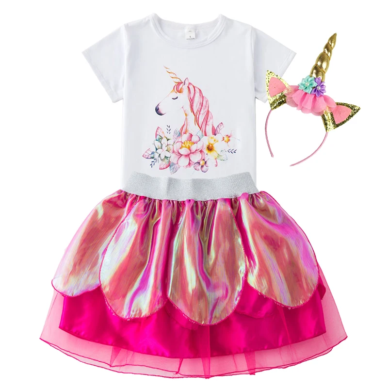 Одежда для маленьких девочек Радужная юбка пачка комплект и топ комплекты