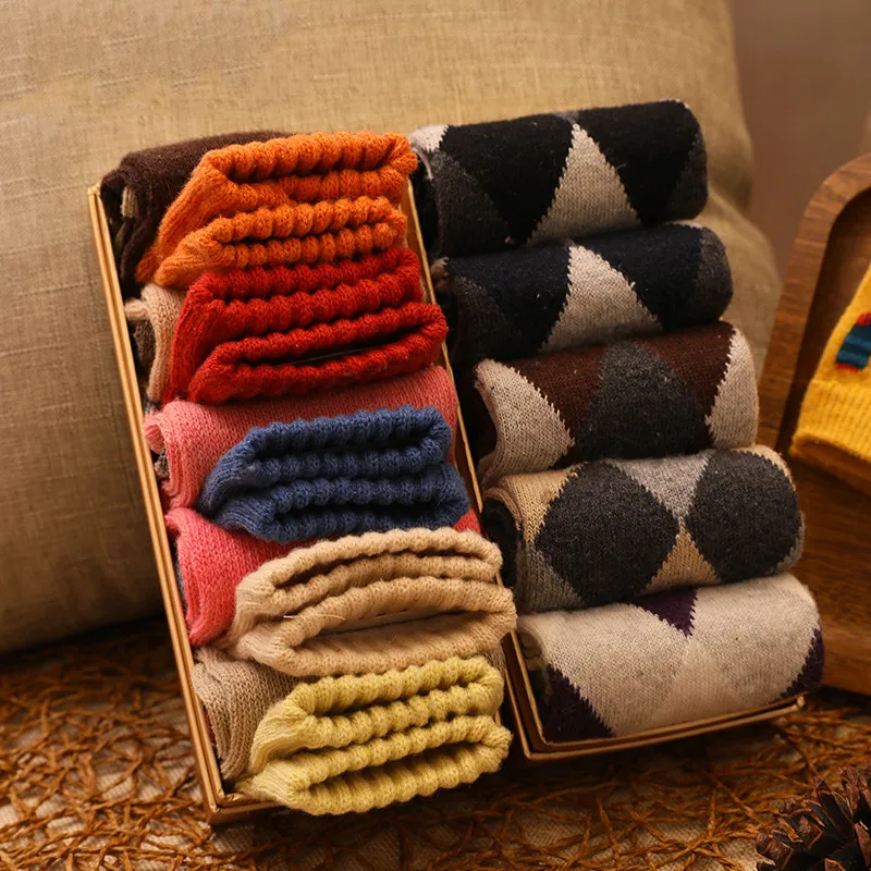 Модные хлопковые носки 5 пары/компл. теплые рождественские женские модные