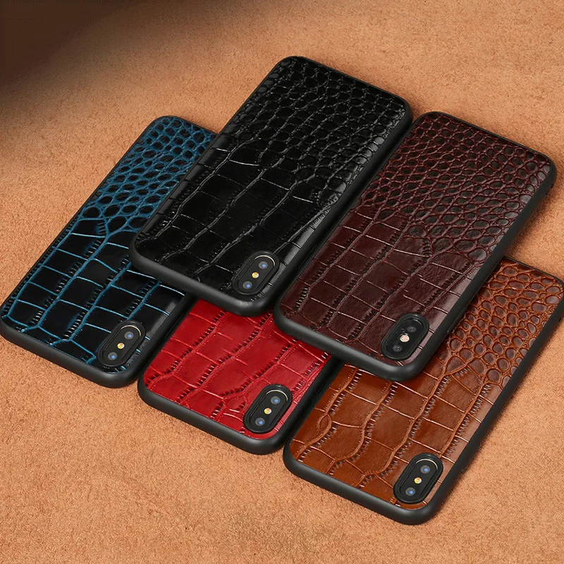 Business high-end leather cowhide lizard all-inclusive soft shell For iphone x phone case |