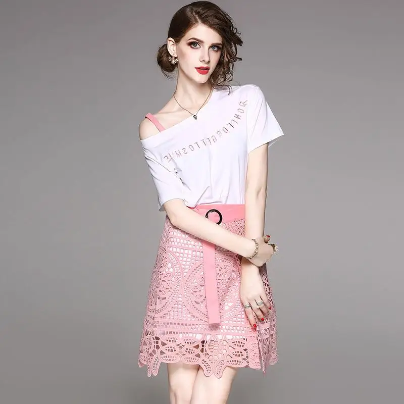 Женский Повседневный комплект из 2 предметов длинная футболка с вырезом лодочкой