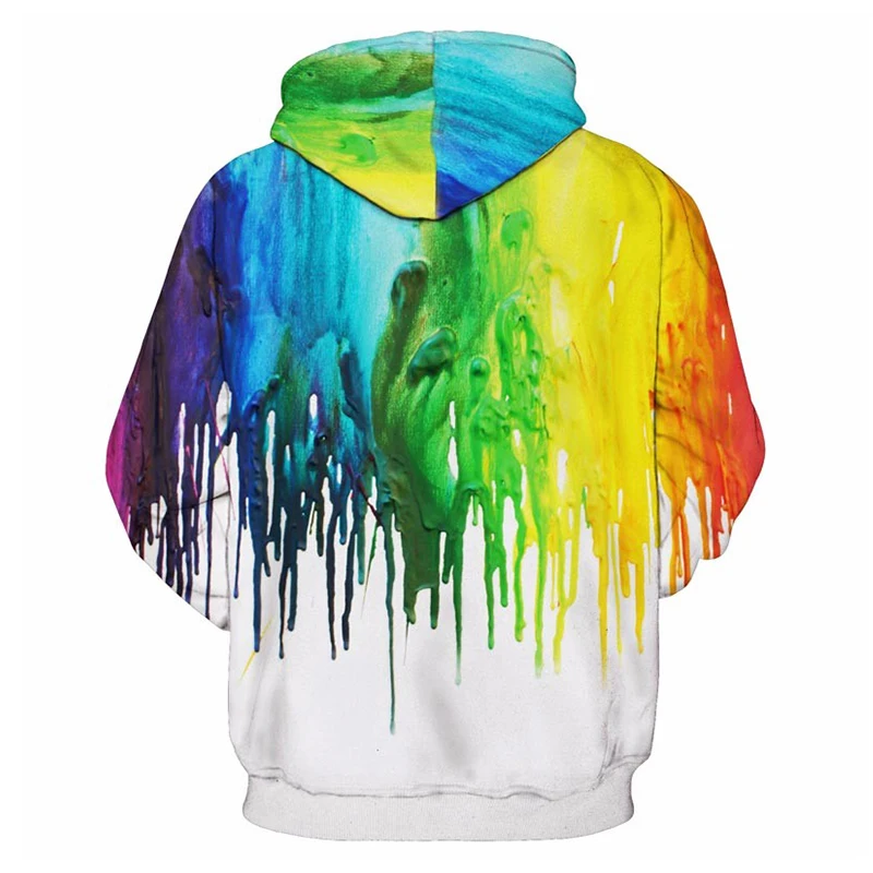 Белая толстовка с капюшоном CJLM мужская 3d радужным масляным принтом Осень-зима 2018