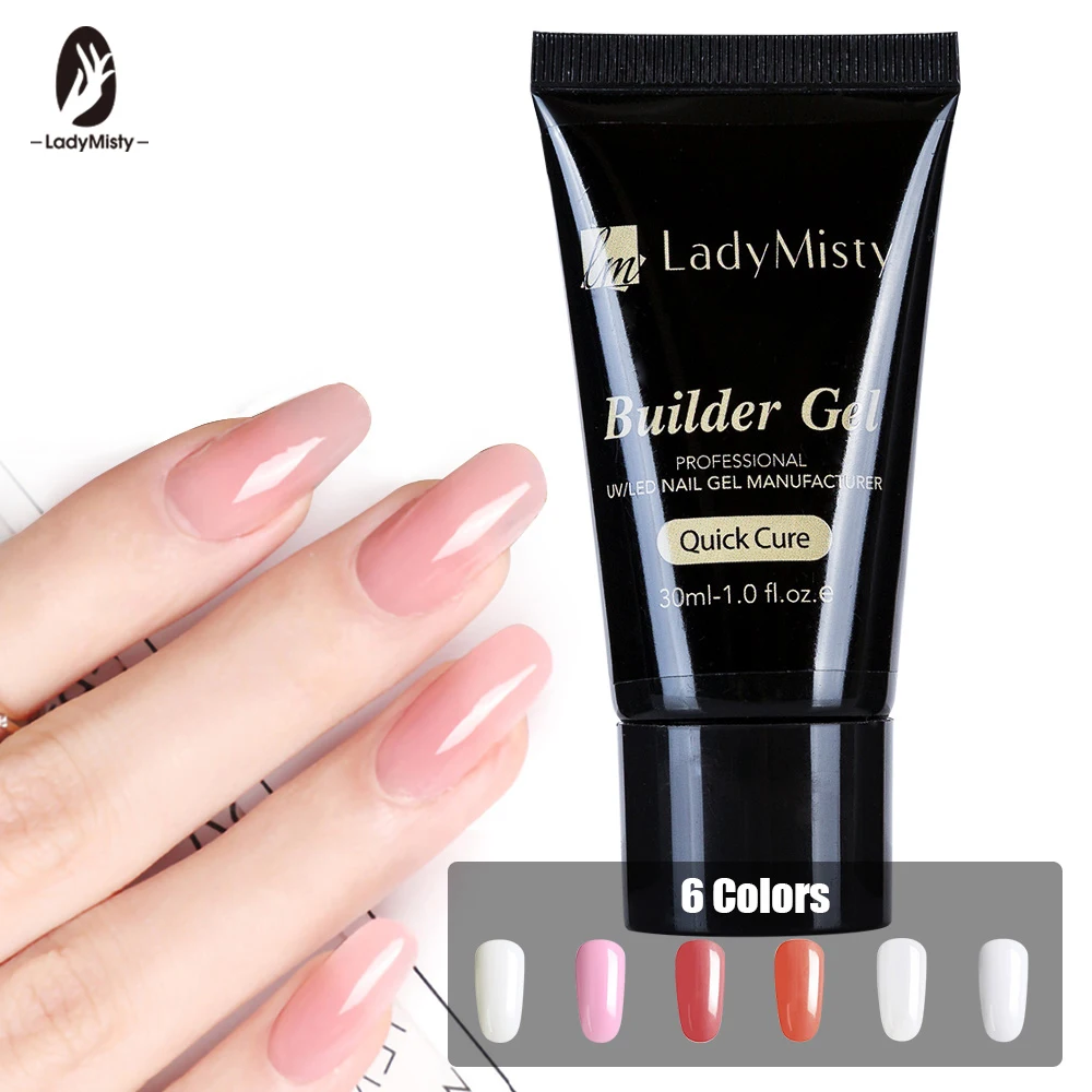 Ladymisty 30 мл строительный гель для полировки ногтей лак для ногтей Удлинительный УФ-гель светодиодный прозрачный скульптурирующий твердый поли гель маникюрный лак