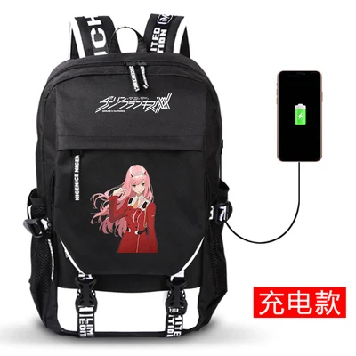 3 DitF DARLING в FRANXX аниме печати рюкзак ICHIGO Мику ZERO два Cos для женщин Backapck USB школьные ранцы для подростков обувь девочек - Цвет: 3
