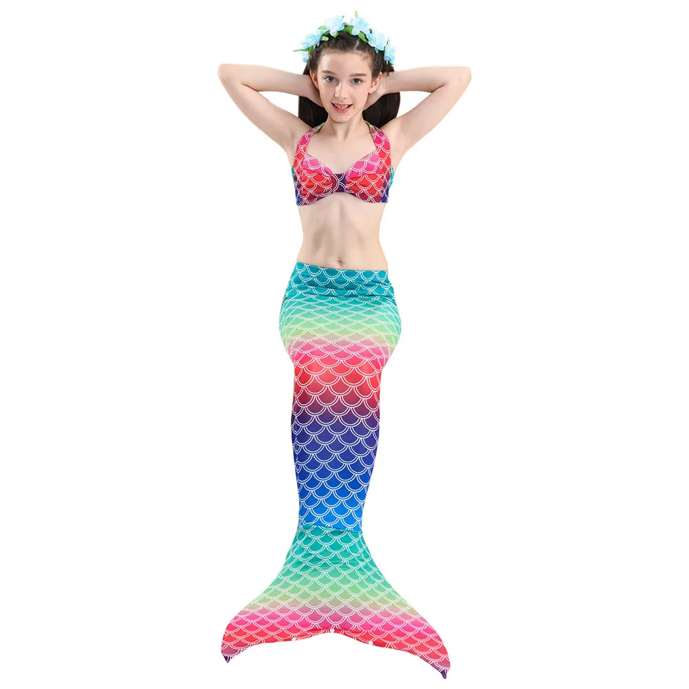 Купальник бикини с хвостом Русалочки 3 шт. моноласт платье принцессы для девочек
