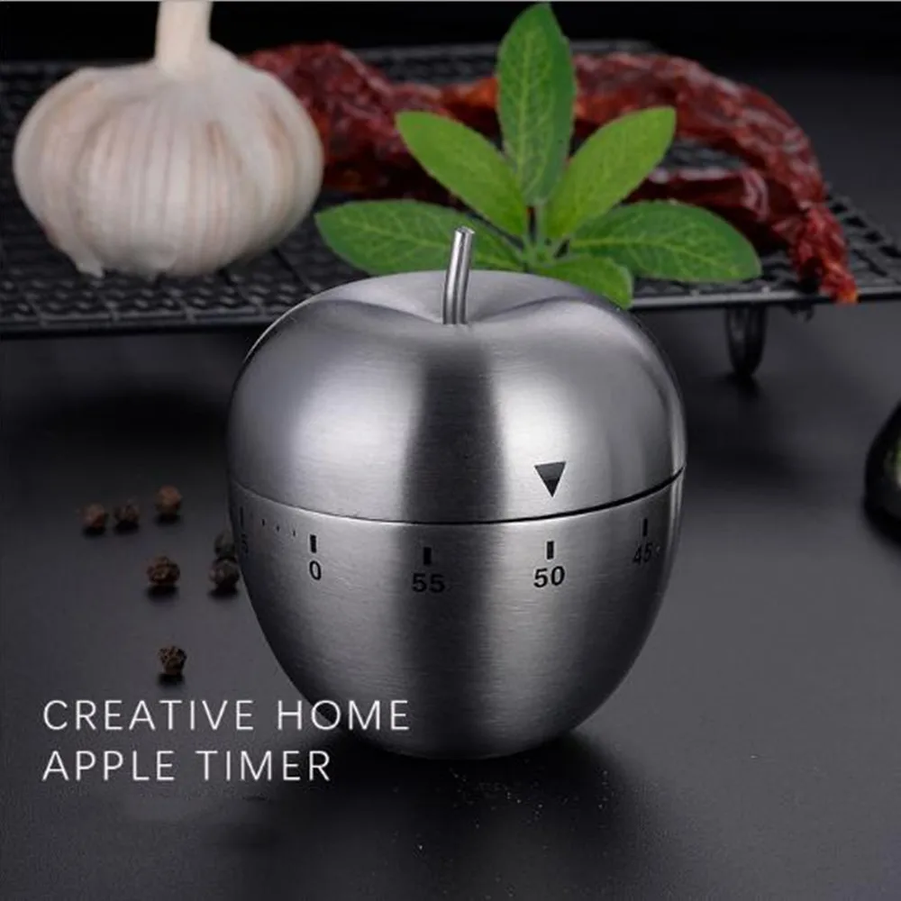 apple Кухонные Таймеры в форме яйца, часы из нержавеющей стали для приготовления пищи, обратный отсчет 60 минут, будильник, механический обратный отсчет - Цвет: apple