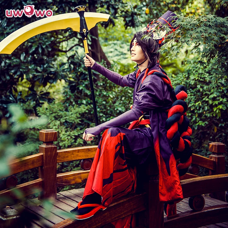 UWOWO Onmyoji косплэй Жнец Черный Meikai No Yakujin атласное кимоно Uwowo черный красный костюм |