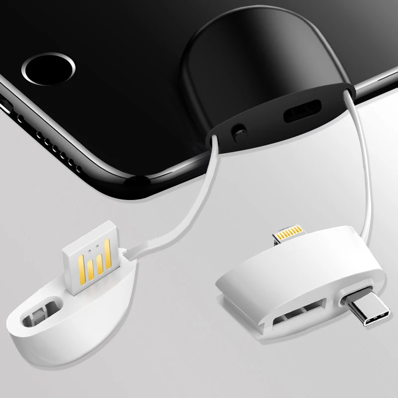3 в 1 Мини удлинитель Кабель type c двухсторонний Usb быстрая зарядка микро строка