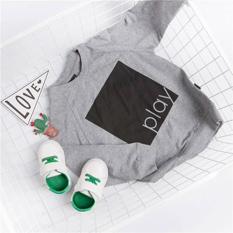 Boys Fashion Tops Toddler Sport Shirt Black/Gray European Style Boy Sweatshirt Children Long Sleeve Outwear Causal | Детская одежда и
