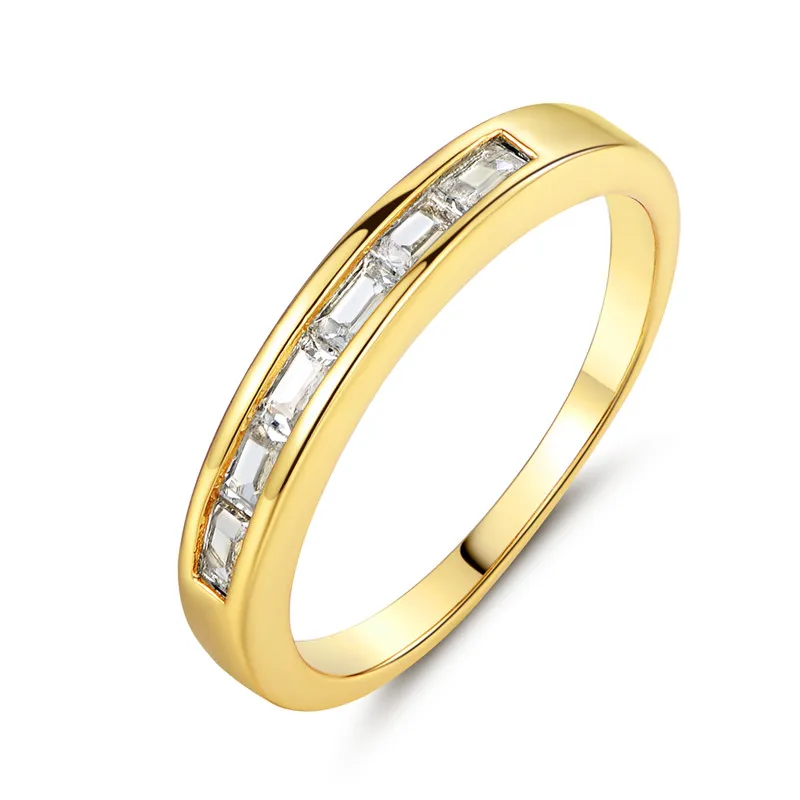 Женское кольцо для свадьбы BUDONG желтое/Золотое с фианитом и кристаллами 2017 |